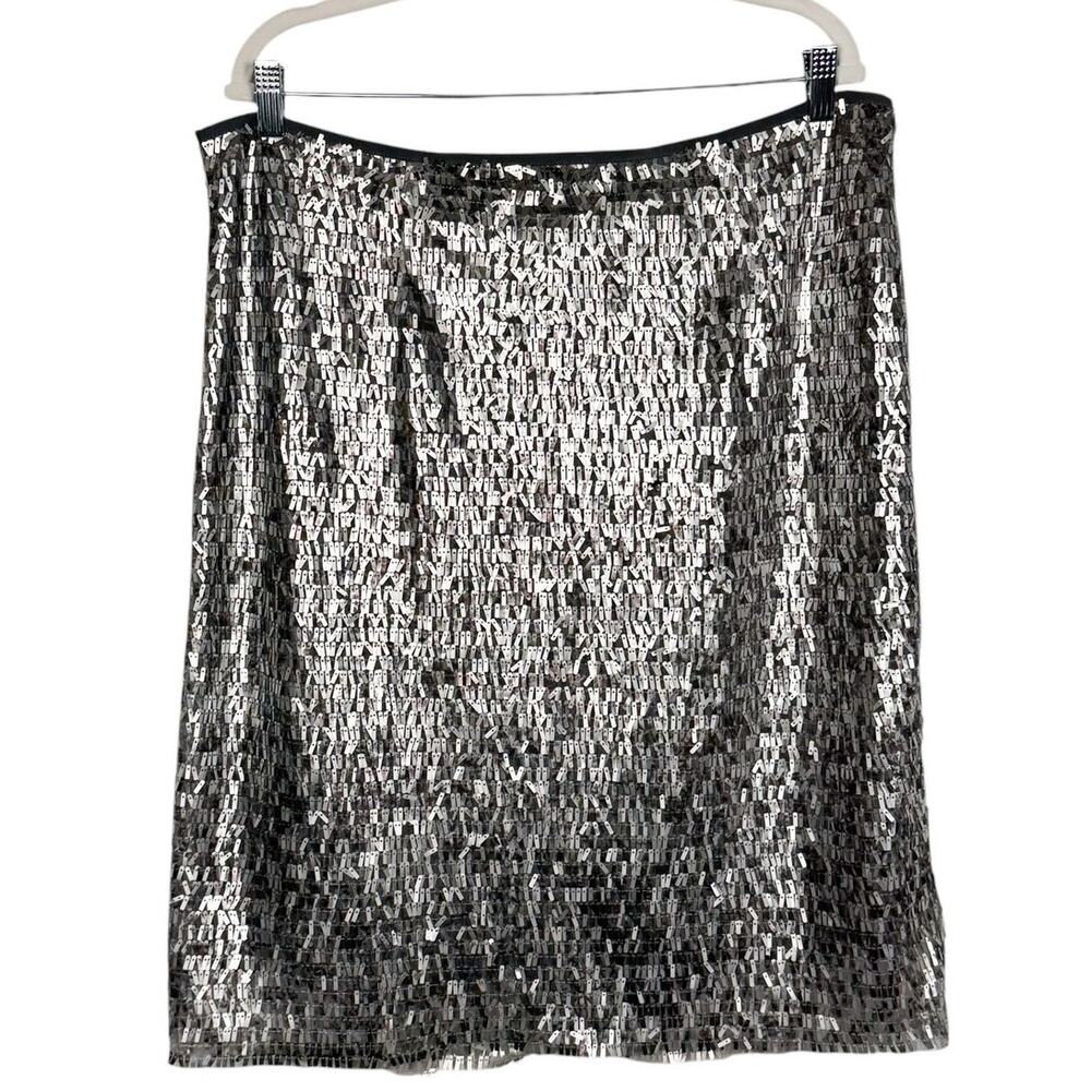NWOT Chico's Sequins Lined Knee Length Pencil Skirt Sz‎ XL/3 Glam Holidays Party